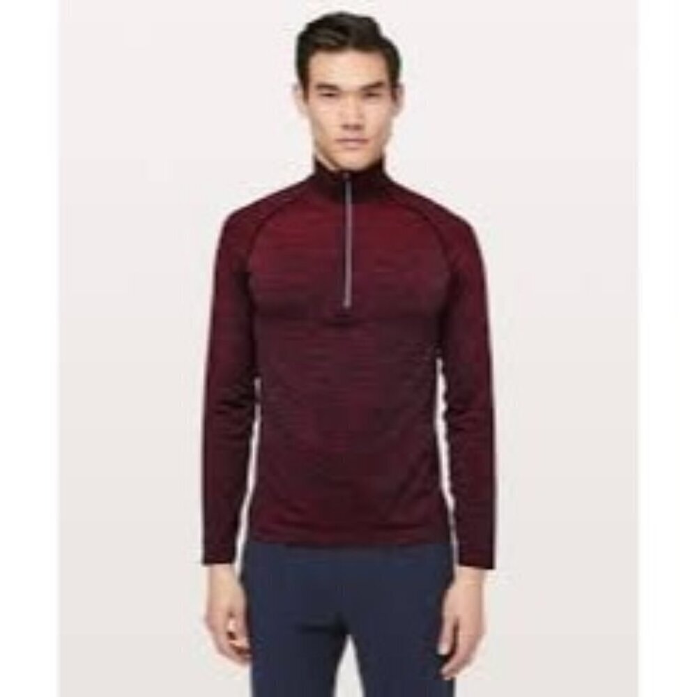 Lululemon Mens Metal Vent Tech 1/2 Zip Spicy Red/ True Navy Size XL Active Gym